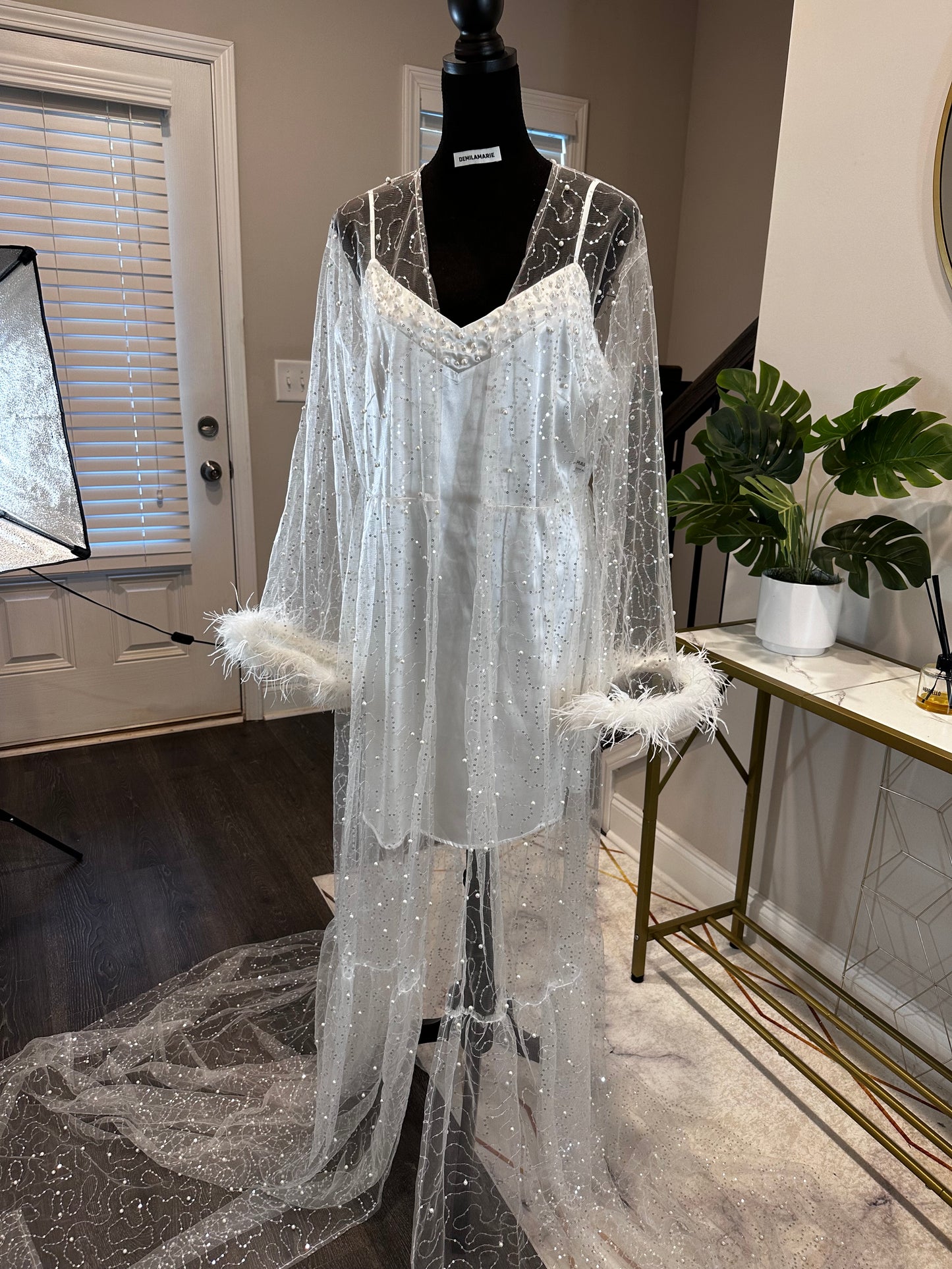 Hope Lace and Feather Robe