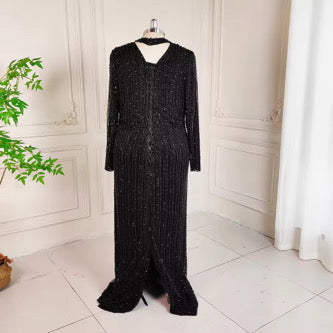 Black Beaded Plus Size Maternity Dress